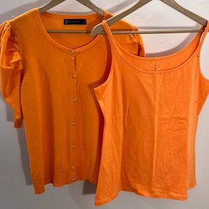 NY&Co  2pc Short Set - Sweater, Tank-  Orange Tangerine